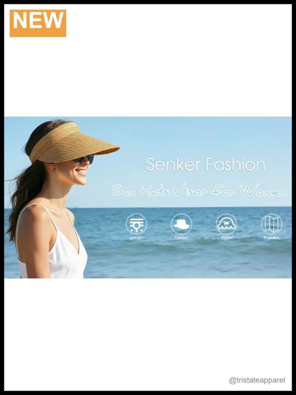 Sun Visor Hat for Women Upf 50+ Straw Beach Ponytail Hat Adjustable